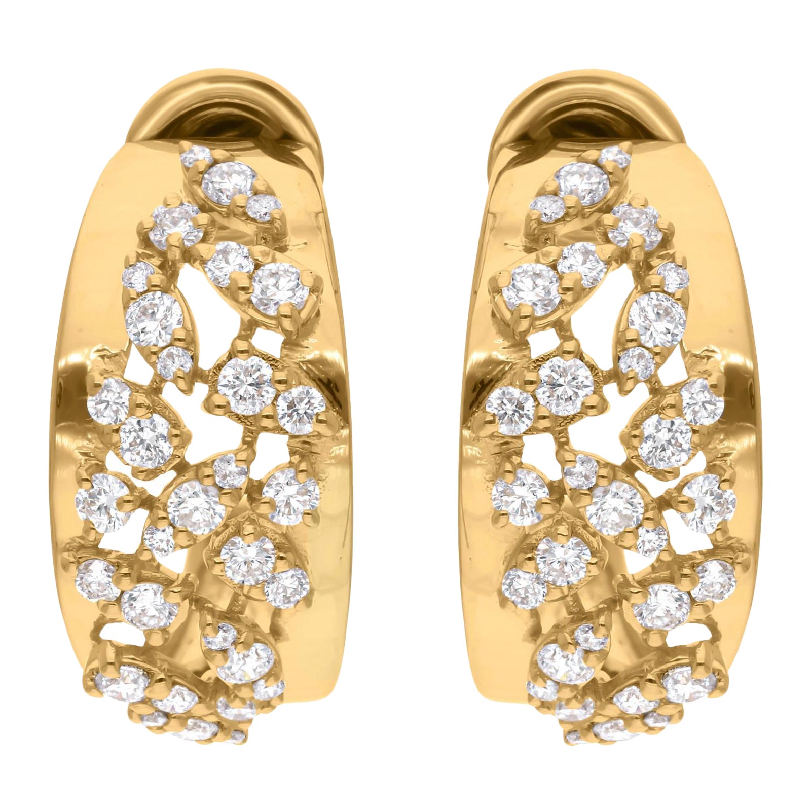 Natural 1.3 Carat SI/H Round Brilliant Cut Diamond Earrings 14 Karat Yellow Gold