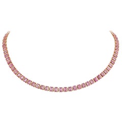 NWT $16, 500 18KT Fancy Large Glittering Fancy Pink Sapphire Diamond Necklace