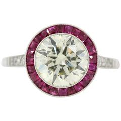 Round Brilliant Cut Diamond  Burma Ruby Target Ring