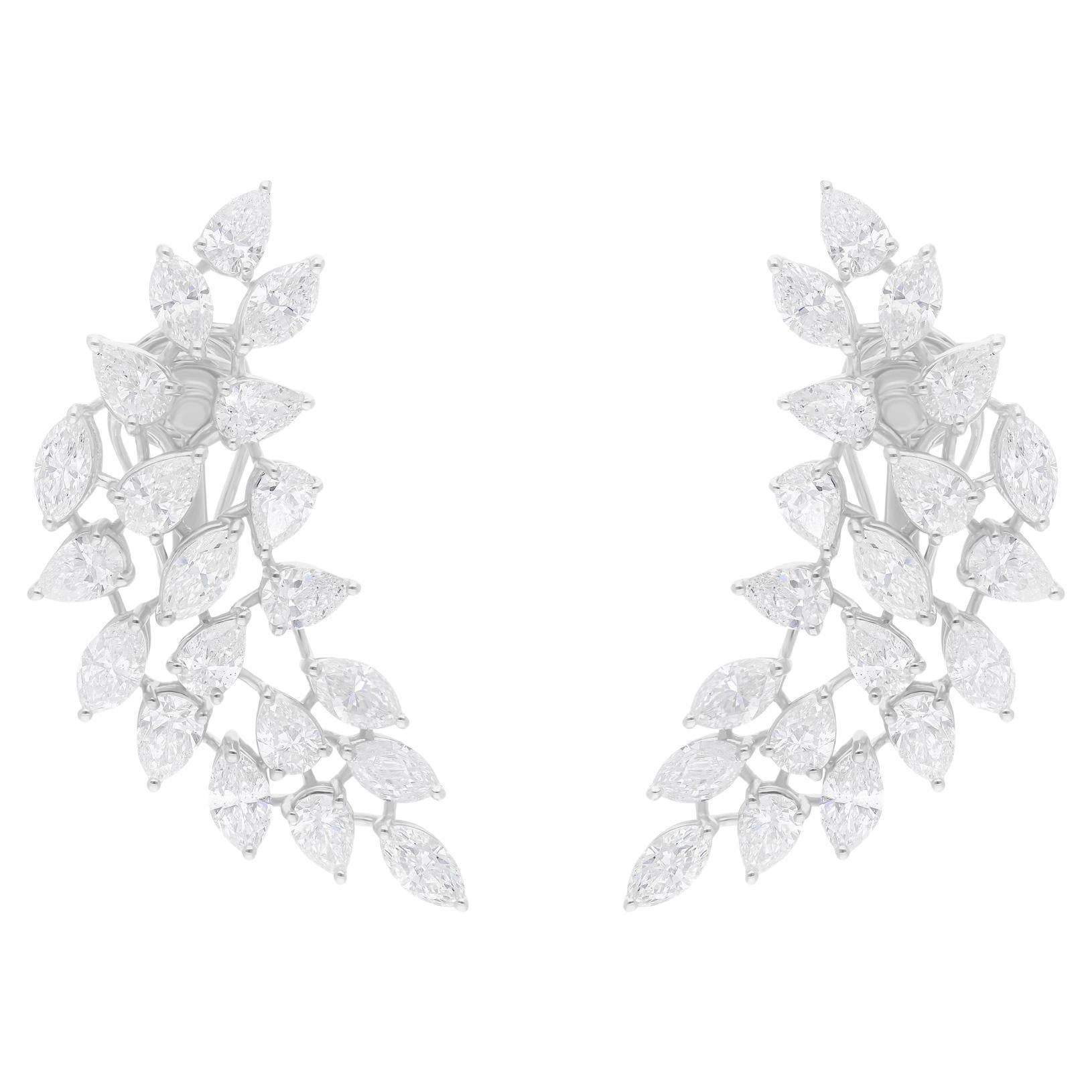 8.56 Carat SI/H Pear Brilliant Cut Diamond Earrings 14 Karat White Gold Jewelry