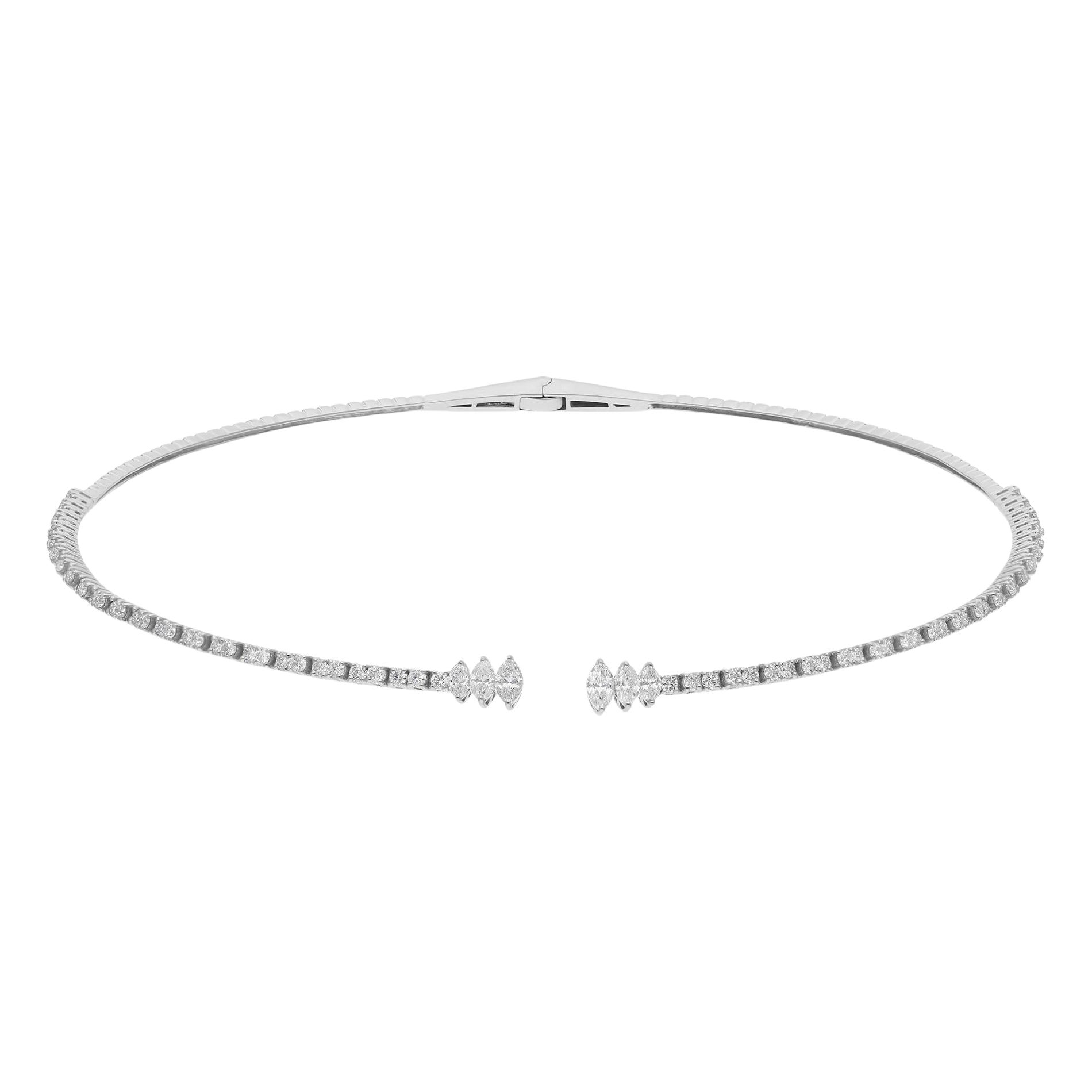 Real 2.86 Carat SI/H Marquise Pear Diamond Choker Necklace 14 Karat White Gold