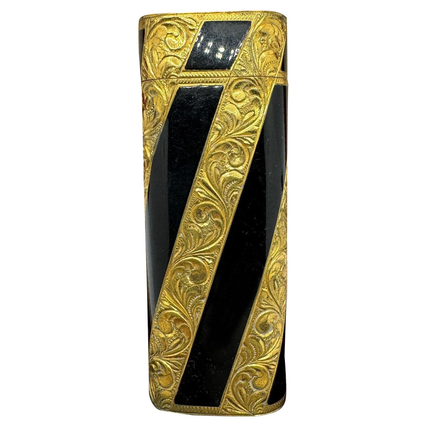 Seltene Vintage Cartier circa 1980 18k Gold und Lack "Royking" Feuerzeug & Fall