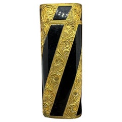 Rare Vintage Cartier circa 1980 18k Gold and Lacquer “Royking” Lighter & Case