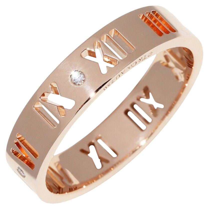 TIFFANY & Co. 18K Rose Gold Diamond 5mm Atlas Pierced Ring 10