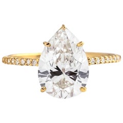 1 Ct Pear Moissanite 14k Gold Ring