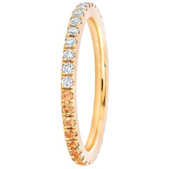 Ombre Orange Lab Sapphire And Moissanite 14k Gold Eternity Band
