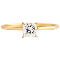 0.5 Ct Princess Cut Moissanite 14k Gold Ring