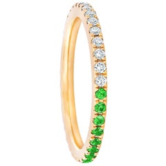 Ombre Blue Lab Emerald And Moissanite 14k Gold Eternity Band
