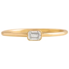 0.40 Ct Emerald Cut Moissanite 14k Gold Ring