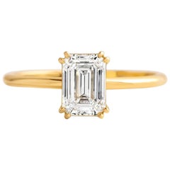 0.50 Ct Emerald Cut Moissanite 14k Gold Ring