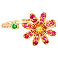 Open Ended Flower Ring in 14k Gold