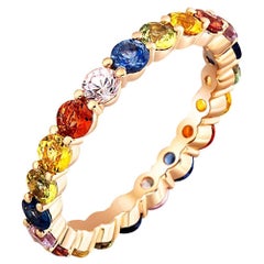 Rainbow Gemstone Eternity 14k gold Ring Band