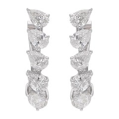 0,81 quilates SI Claridad HI Color Pendientes de diamantes pera Joyas de oro blanco de 18 quilates