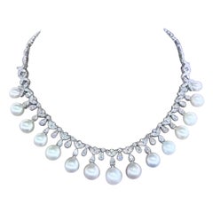 Collar de oro de 18 quilates con perlas del mar del Sur certificadas GIT y diamantes de 6,50 quilates