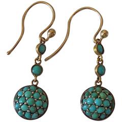 Victorian Gold and Turquoise drop earrings