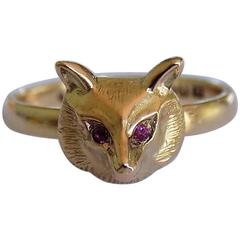 Antique Edwardian Gold Ruby Fox ring