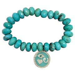 Senator Dianne Feinstein's Turquoise Diamond Enamel Good Luck Charm Bracelet