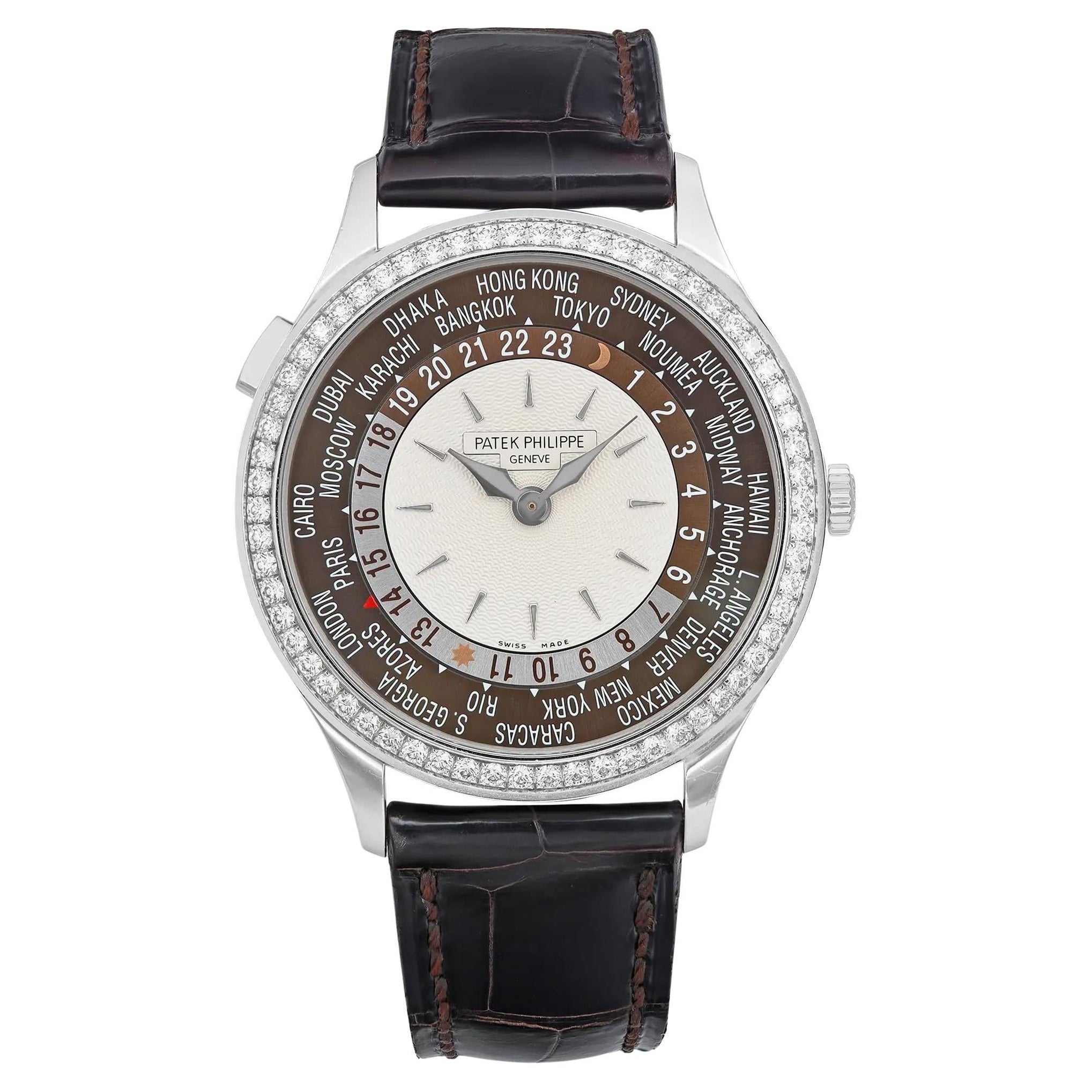 Patek Philippe World Time 18K White Gold Opaline Dial Automatic Watch 7130G-001