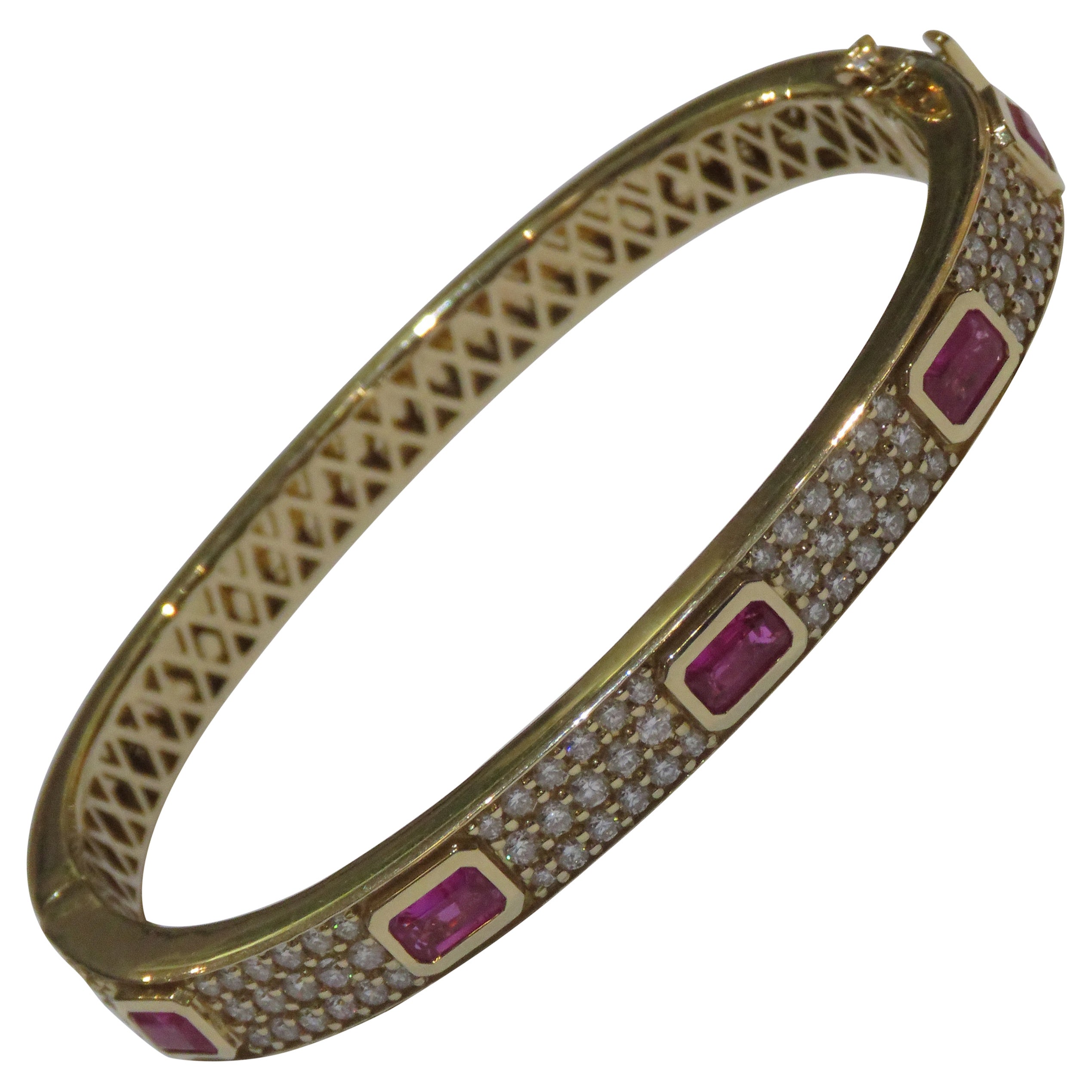 NWT $ 21, 000 18KT oro amarillo de fantasía brillante brazalete de diamantes rubí brazalete manguito