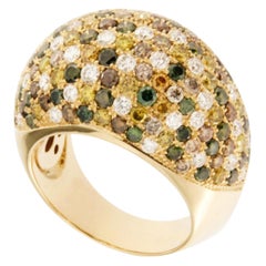 Alex Jona Anillo Cúpula Diamante Multicolor Oro Amarillo 18 Quilates