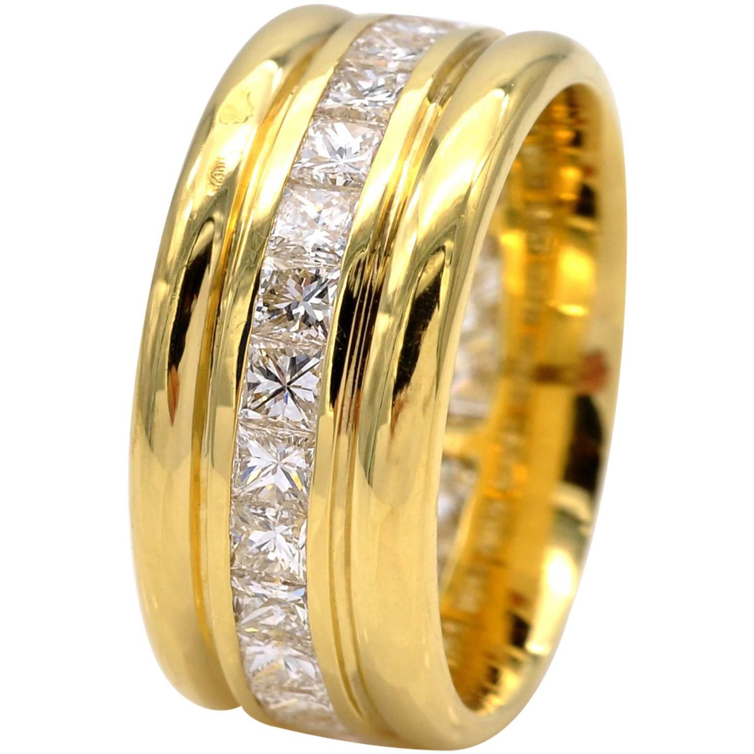 Princess Cut Diamonds and Gold Eternity Ring