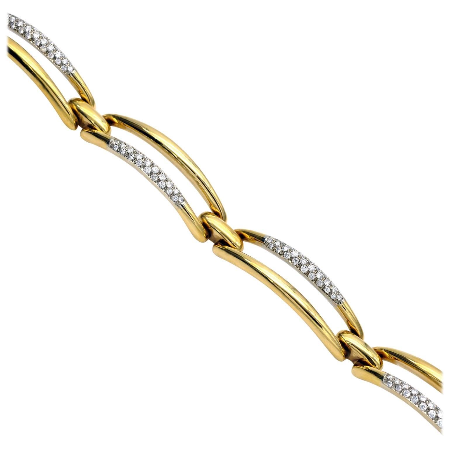 Diamond White and Yellow Gold Bracelet For Sale