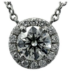 Tiffany & Co. Soleste Natural Round Diamond Halo VVS Platinum Pendant Necklace