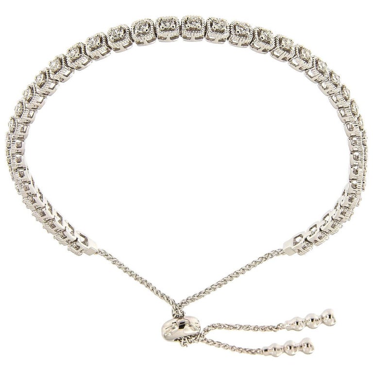 18k White Gold Isadora Bezel Diamond Bolo Bracelet main image 1