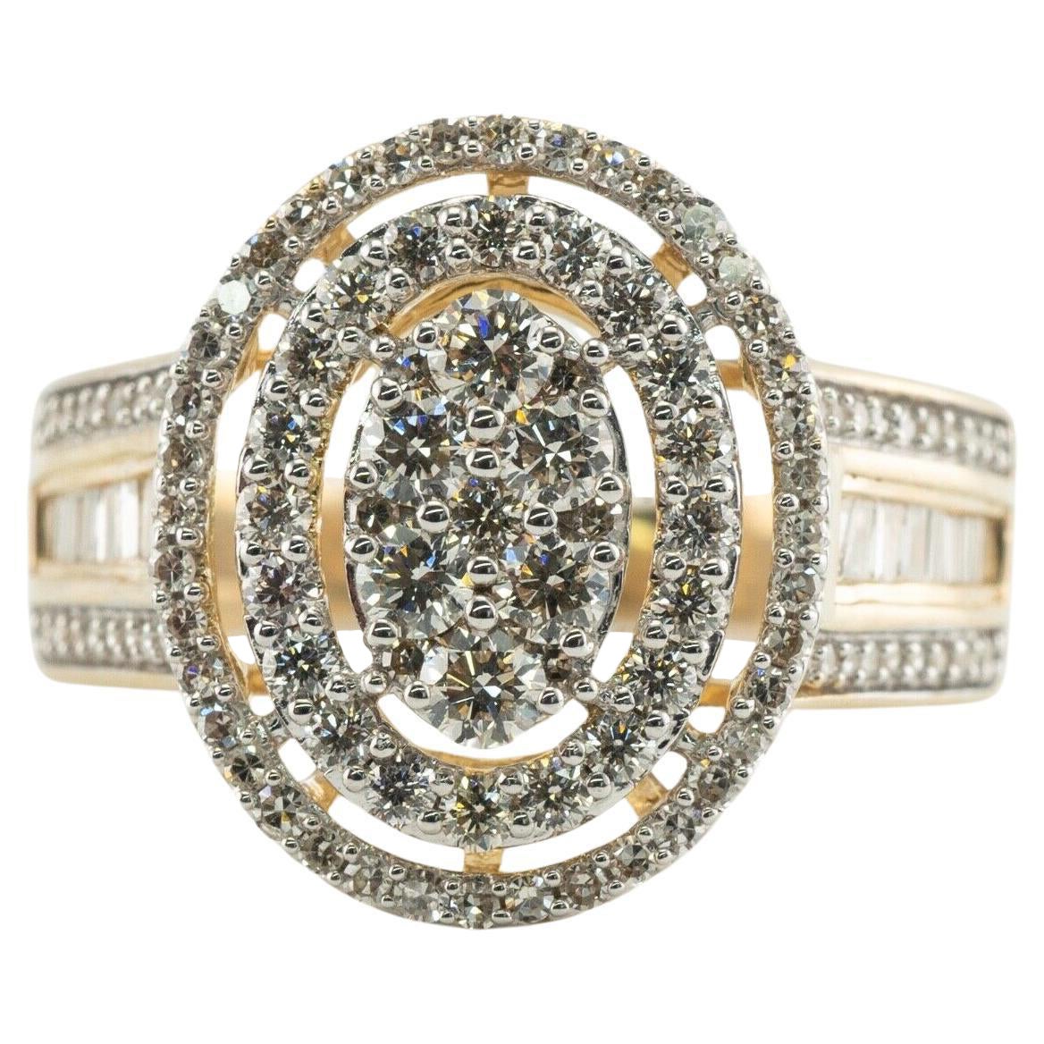 Natural Diamond Ring 14K Gold Cluster Hallmarked HDS