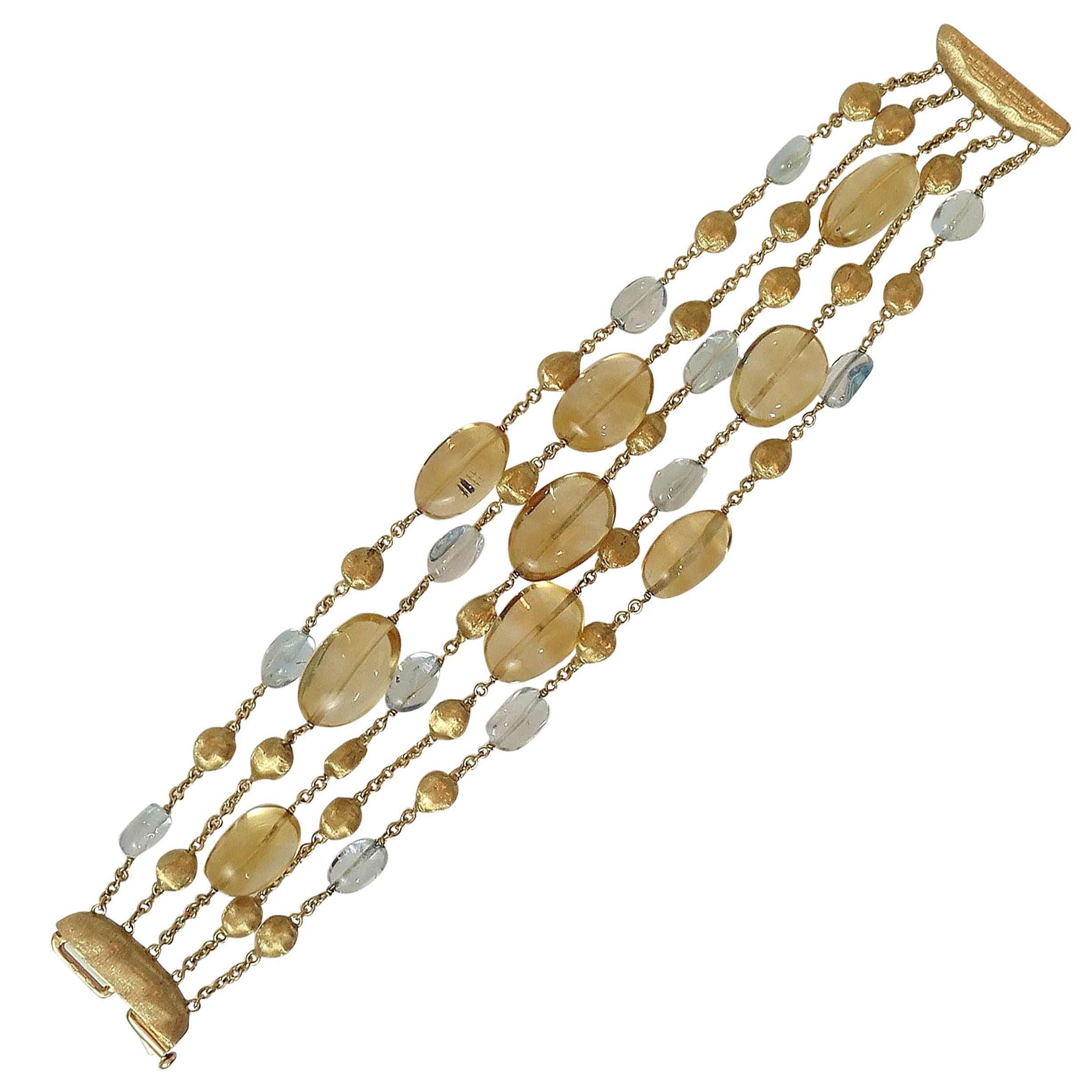  Marco Bicego  Signature Gold Nugget  Multi-Strand Stone Bracelet  For Sale