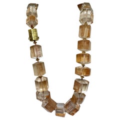 Peach Quartz Necklace 14 Karat Gold Monumental Gorgeous 18.5 Inches