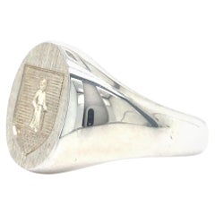 Signet Ring, 925/- Sterling Silver, oval 14.0 x 11.0 mm with Engraving 51.5