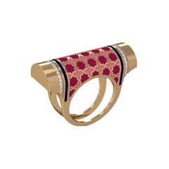 SOHNAA Anillo Barril Horizontal Miraas Selina Esmalte Diamante Oro 18Kt