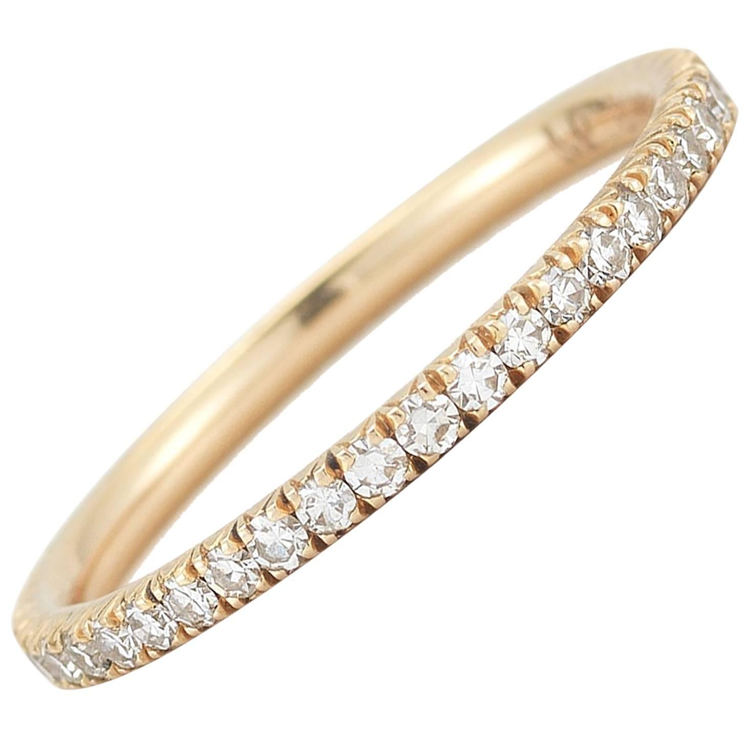 Micro Pave Eternity Band in One Point Diamonds 0.43 Carat Diamond Weight For Sale