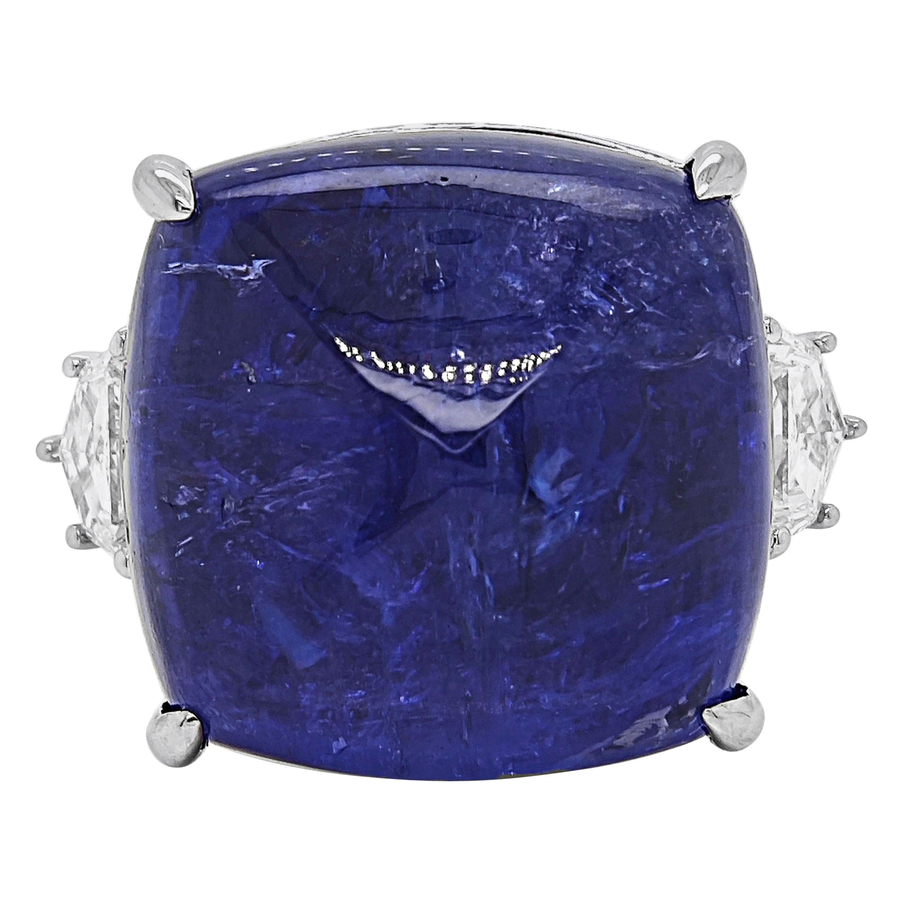 16.20 Carats Tanzanite and White Diamond White Gold Ring For Sale