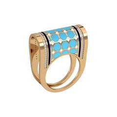 SOHNAA Anello con smalto e diamanti in oro 18Kt Miraas Selina con curva verticale