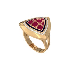SOHNAA Anillo de oro de 18 quilates con esmalte de diamantes Miraas Aynur Trillion Signet Ring