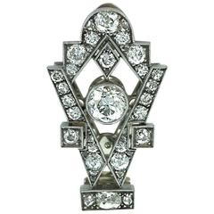 1930s Russian Art Deco Diamond and Platinum Clip Brooch