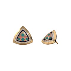 SOHNAA Pendientes de oro de 18 quilates con esmalte de diamantes Miraas Aynur Trillion Studs