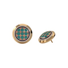SOHNAA Pendientes redondos de oro de 18 quilates con esmalte de diamantes Miraas Aynur