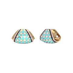 SOHNAA 18Kt Gold Diamond Enamel Miraas Aayshah Clutchbag Hoops Earrings