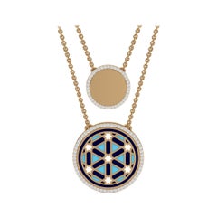 SOHNAA 18kt Gold Diamond Enamel Miraas Omaira Round Chain Pendant