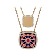SOHNAA Pendentif coussin Miraas Omaira en or 18 carats, diamants et émail