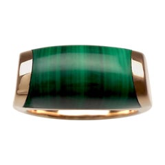 Bvlgari Bulgari Tronchetto Mysa 18k Rose Gold Green Malachite Ring with Box 54