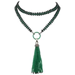 Marina J. Woven Black Spinel Green Onyx Diamond Lariat Necklace 9
