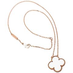 Van Cleef & Arpels Alhambra Mother Of Pearl Ginza Special Rose Gold Necklace