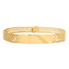 Men's Solid 18k Yellow Gold 8.25" Engravable ID Bismark Link Bracelet