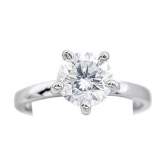 Anillo solitario de compromiso con diamante redondo F/VS2 de 1,05 quilates y oro blanco de 14k