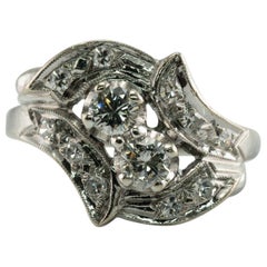 Natürlicher Diamantring 14K Weißgold Vintage .53ct TDW