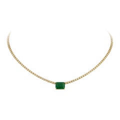 NWT 18KT Gold $15, 000 Glittering Fancy 5CT Green Emerald Diamond Necklace